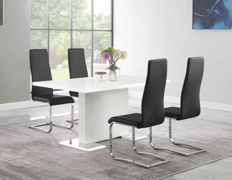 Nicole 5-piece Dining Set White High Gloss and Black