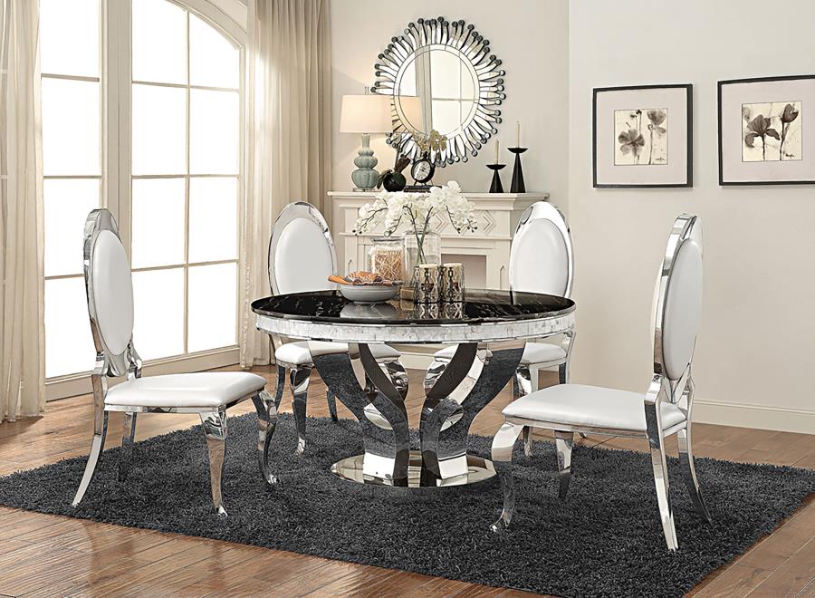 Elli 5-piece Round Dining Set Chrome