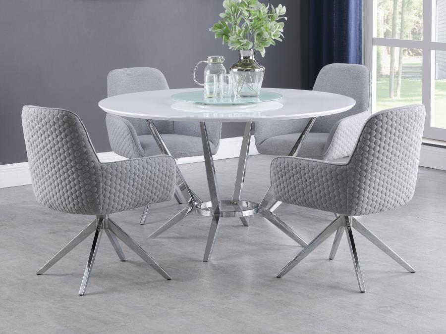 Anni 5-piece Dining Set White and Light Grey