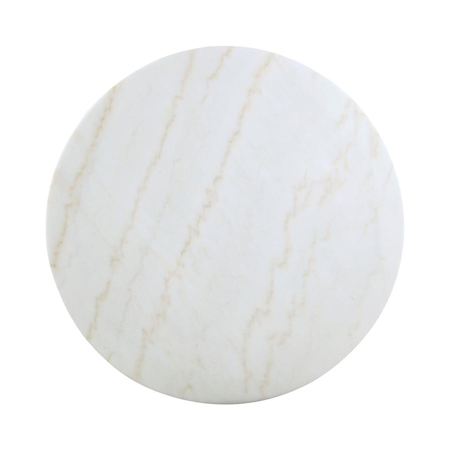 Amy Round Marble Top Dining Table White and Gold