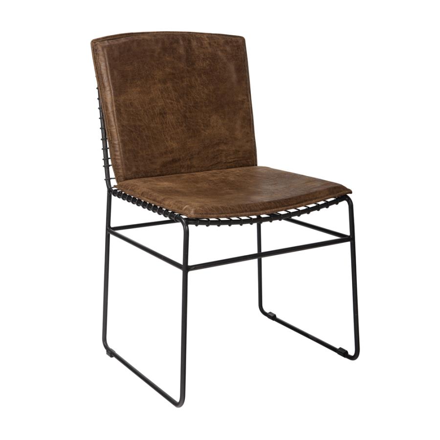 Set of 2 Abby Upholstered Side Chairs Antique Brown and Matte Black