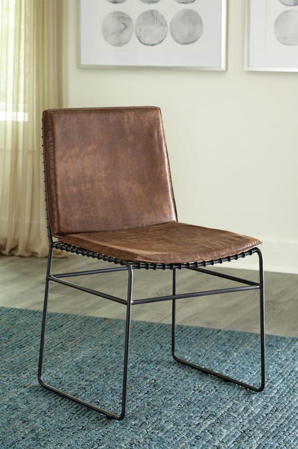 Set of 2 Abby Upholstered Side Chairs Antique Brown and Matte Black