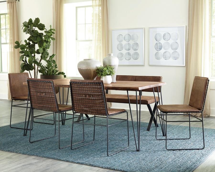 Set of 2 Abby Upholstered Side Chairs Antique Brown and Matte Black