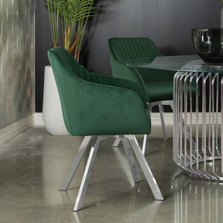Erika Channeled Back Swivel Dining Chair Green