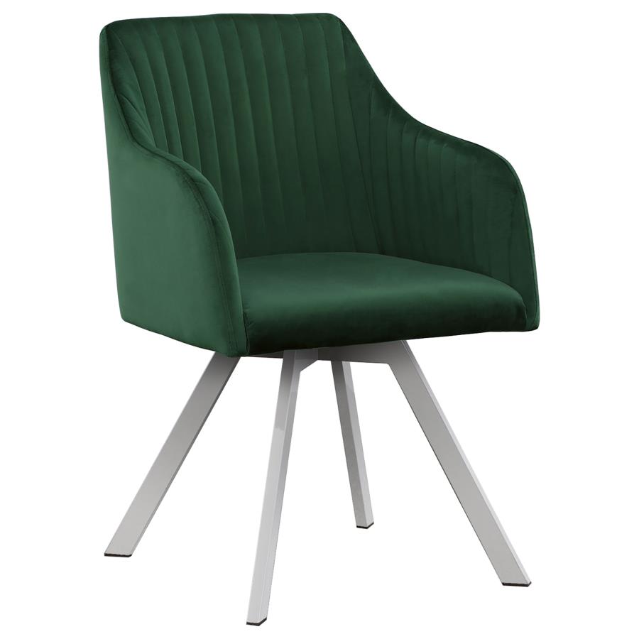 Erika Channeled Back Swivel Dining Chair Green