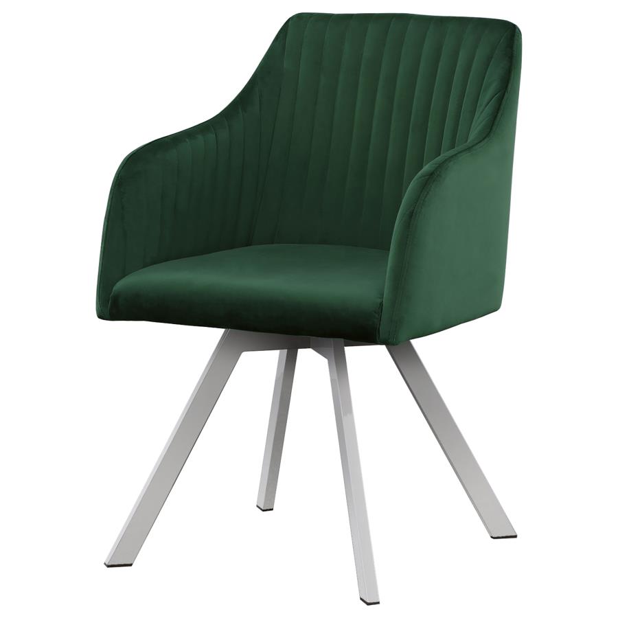 Erika Channeled Back Swivel Dining Chair Green