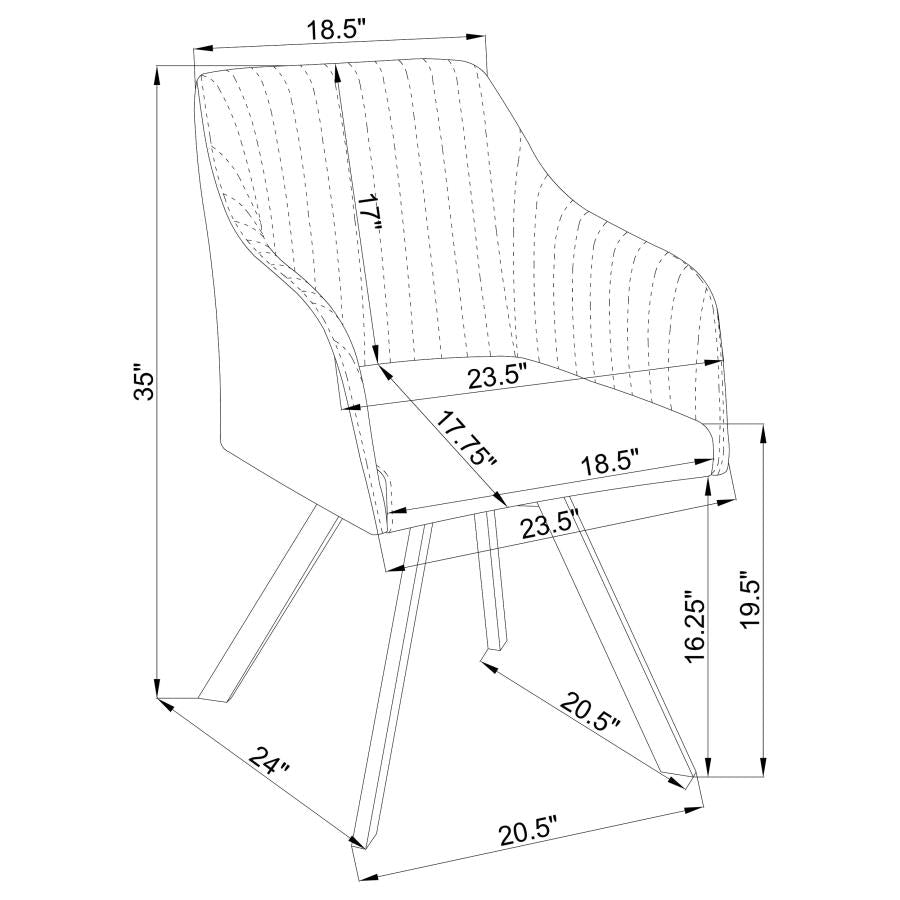Erika Channeled Back Swivel Dining Chair Green