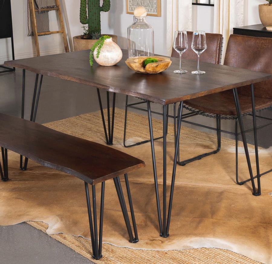 Paris Live-edge Dining Table Mango Cocoa and Gunmetal