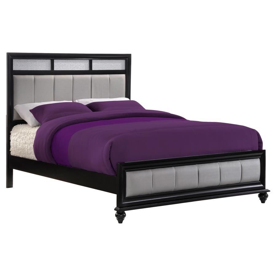 Zini 5-Piece Bedroom Set with Upholstered Headboard Black
