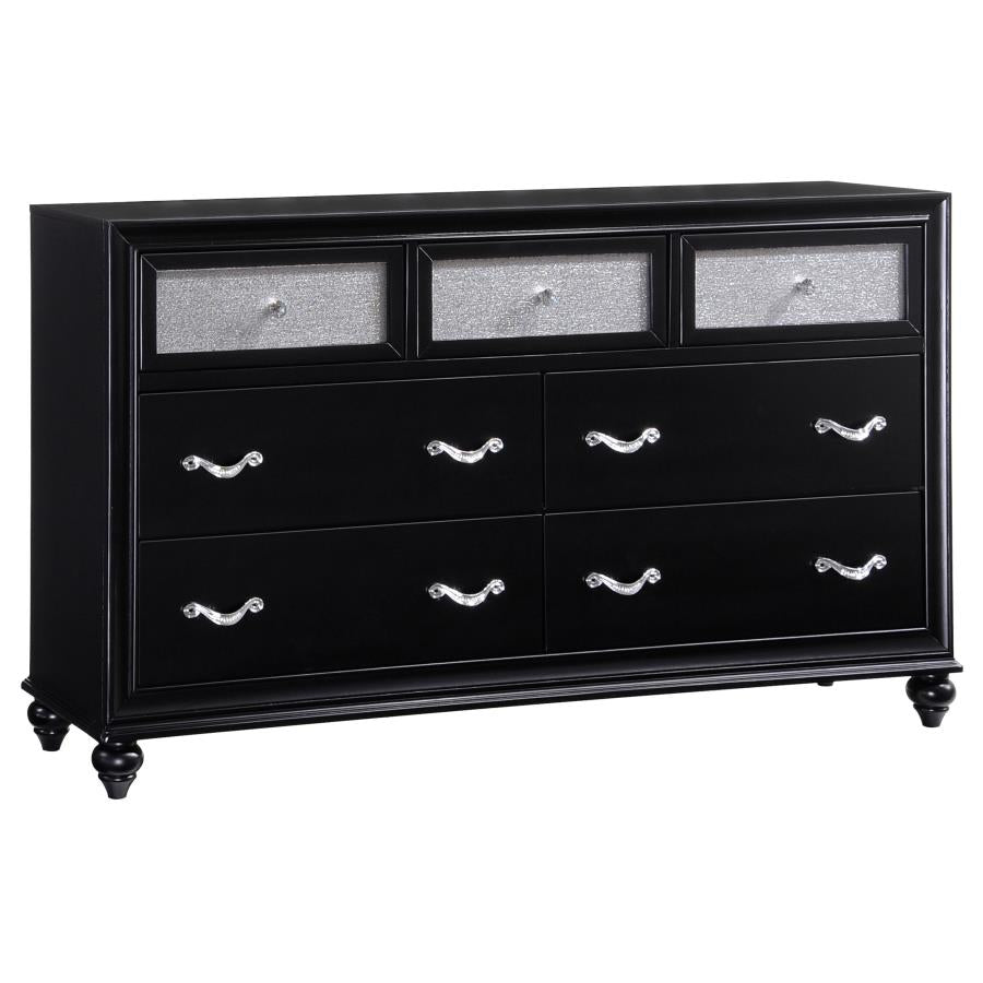 Zini 5-Piece Bedroom Set with Upholstered Headboard Black