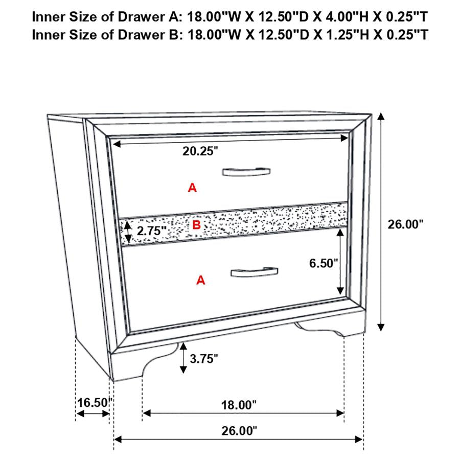 Mira 2-drawer Nightstand Tray White