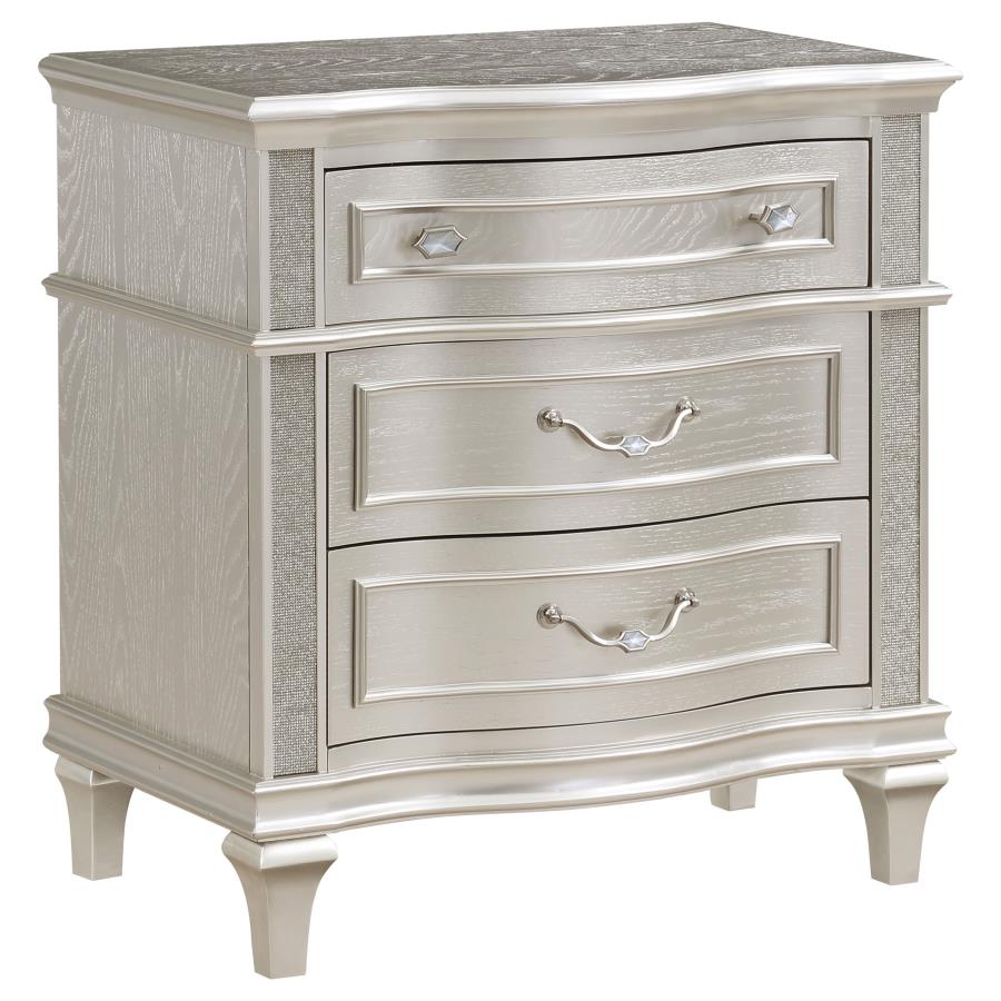 Eva 5-piece Upholstered Platform Queen Bedroom Set Ivory and Silver Oak