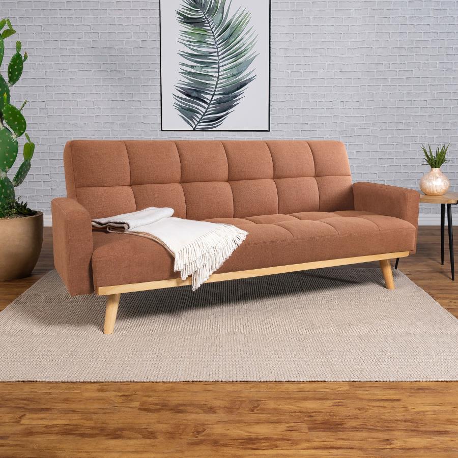 Kelly Upholstered Track Arms Covertible Sofa Beds