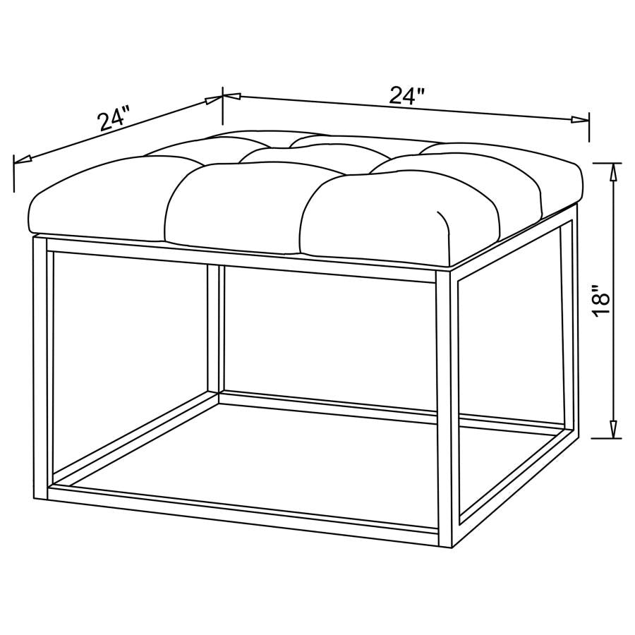 Wason Upholstered Tufted Ottoman White and Chrome