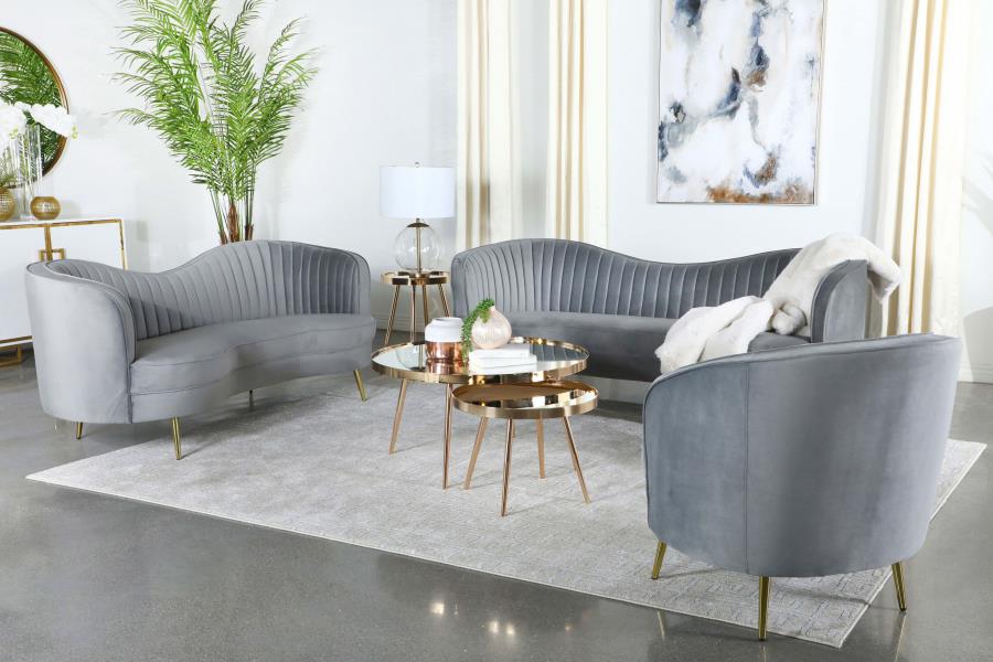 Sasha Upholstered Chair Grey and Gold
