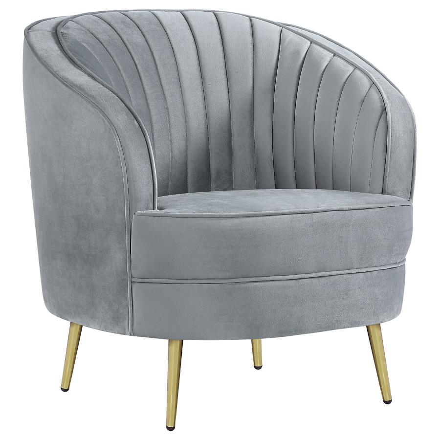 Sasha Upholstered Chair Grey and Gold