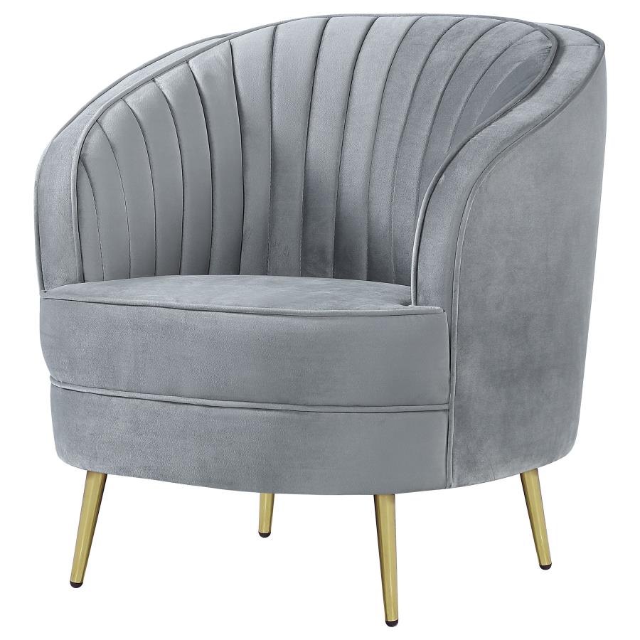 Sasha Upholstered Chair Grey and Gold
