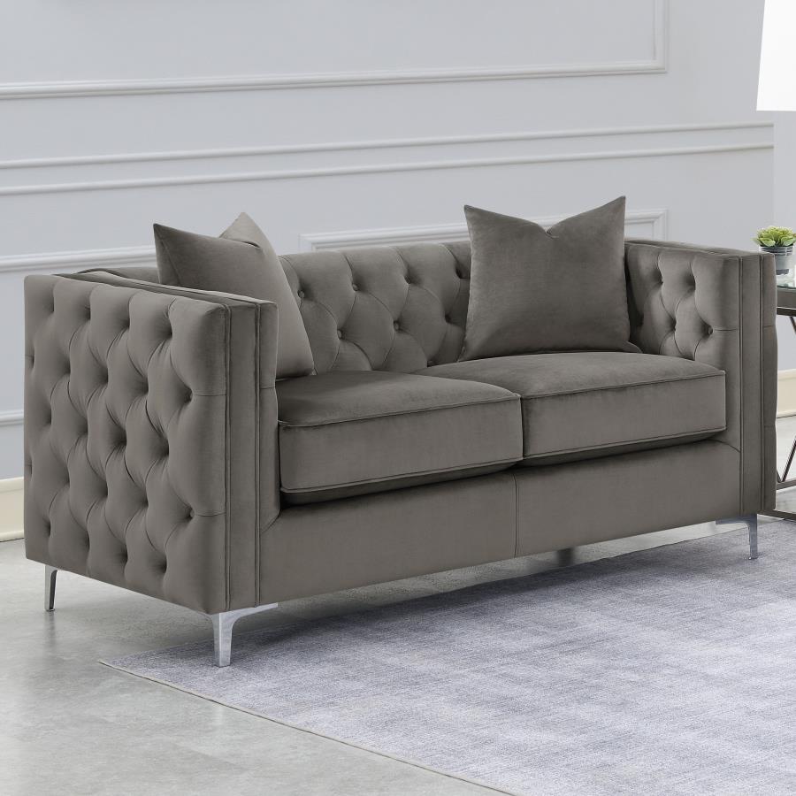MorelloTufted Tuxedo Arms Loveseat Urban Bronze