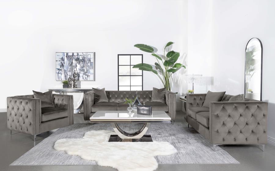 MorelloTufted Tuxedo Arms Loveseat Urban Bronze
