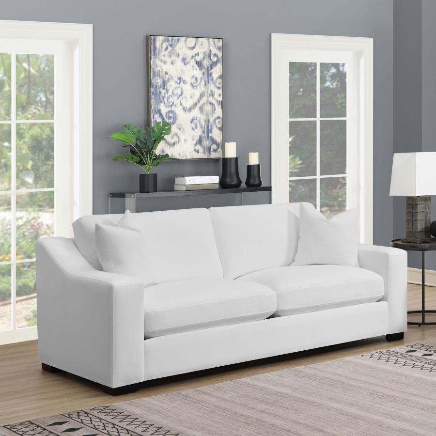 Rose Upholstered Sloped Arms Sofa White