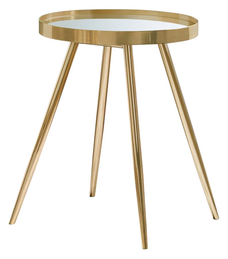 Kelly Round Mirror Top End Table Gold