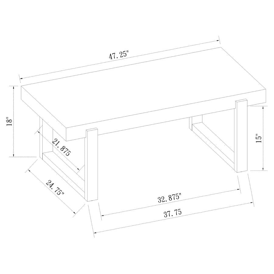 Nancy Rectangular Coffee Table with Sled Base White High Gloss and Natural