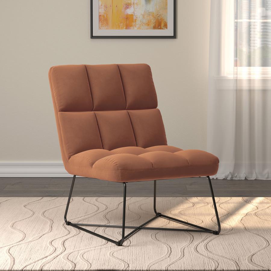 Alba Armless Upholstered Accent Chair Burnt Orange