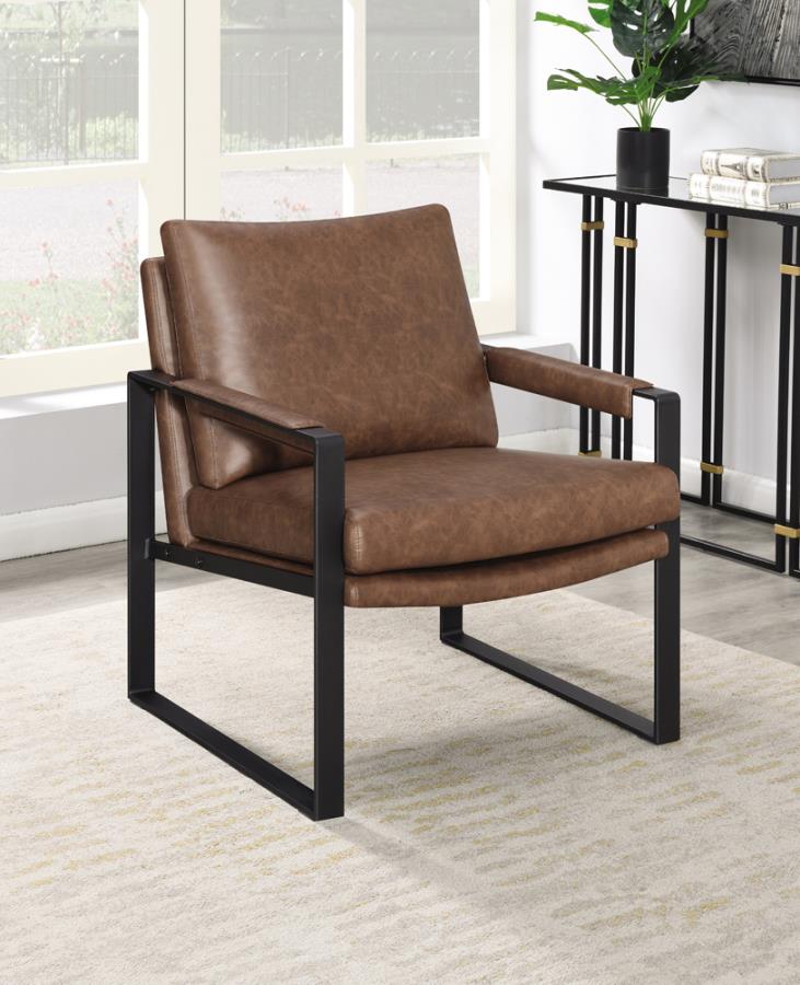 Laury Upholstered Accent Chair with Removable Cushion Umber Brown and Gunmetal