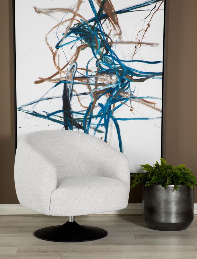 Ely Upholstered Swivel Accent Chair Beige and Matte Black