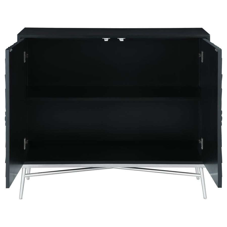 Gabi Rectangular 2-door Accent Cabinet Black and Silver