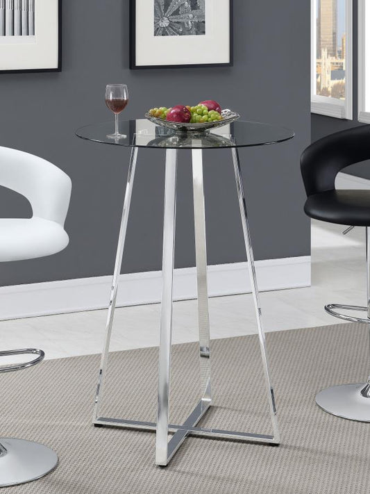 Zella Glass Top Bar Table Chrome