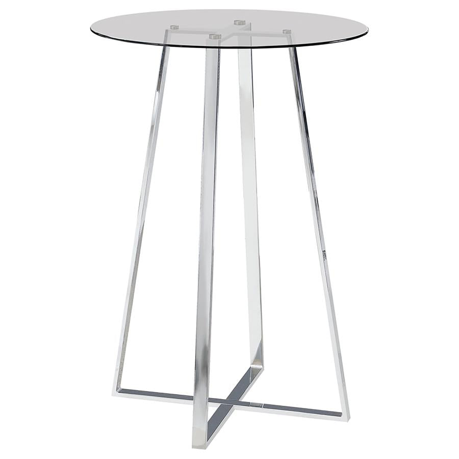 Zella Glass Top Bar Table Chrome