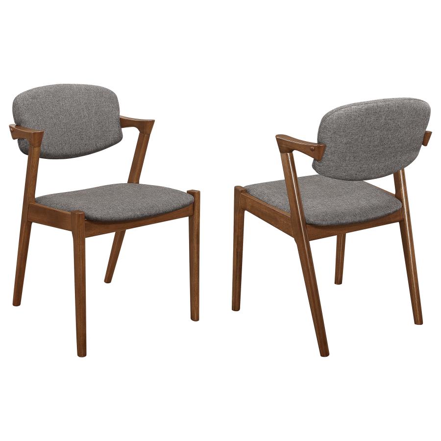 Set of 2 Marla Dining Side Chairs Grey and Dark Walnut