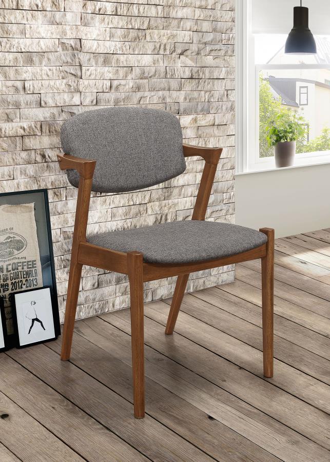 Set of 2 Marla Dining Side Chairs Grey and Dark Walnut