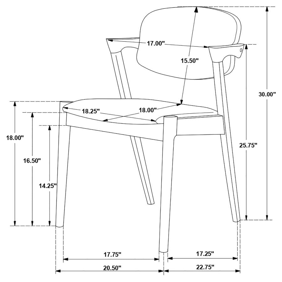 Set of 2 Marla Dining Side Chairs Grey and Dark Walnut