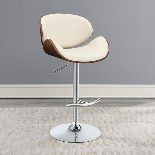 Aiken Adjustable Bar Stool Ecru and Chrome