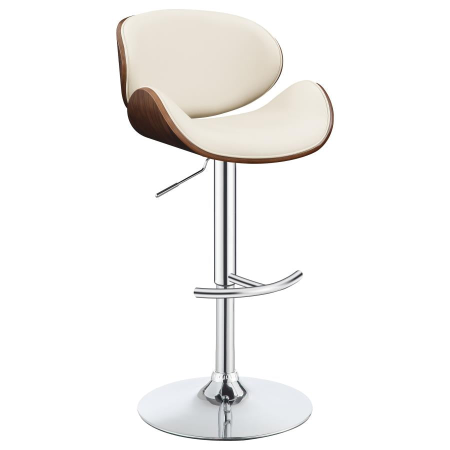 Aiken Adjustable Bar Stool Ecru and Chrome