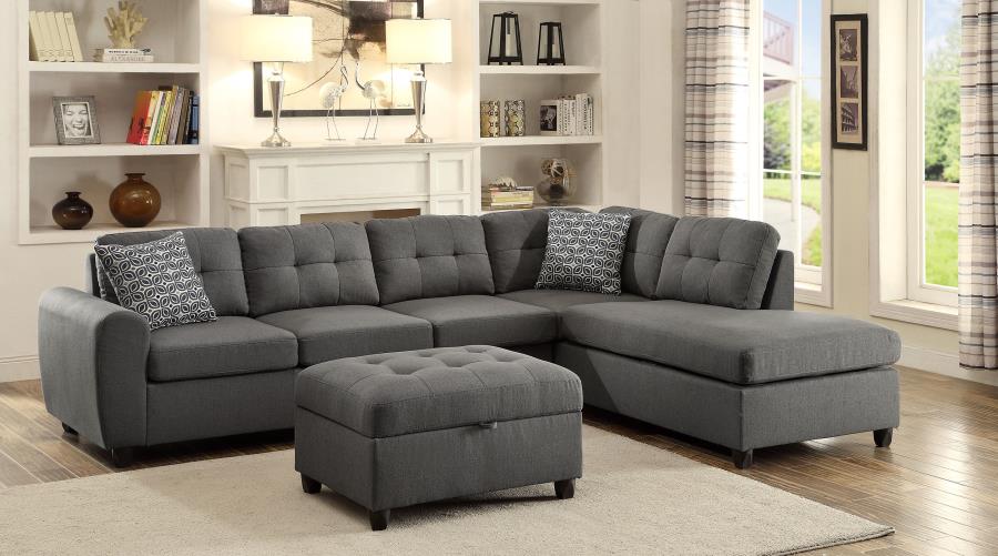 Steve Tufted Sectional Grey