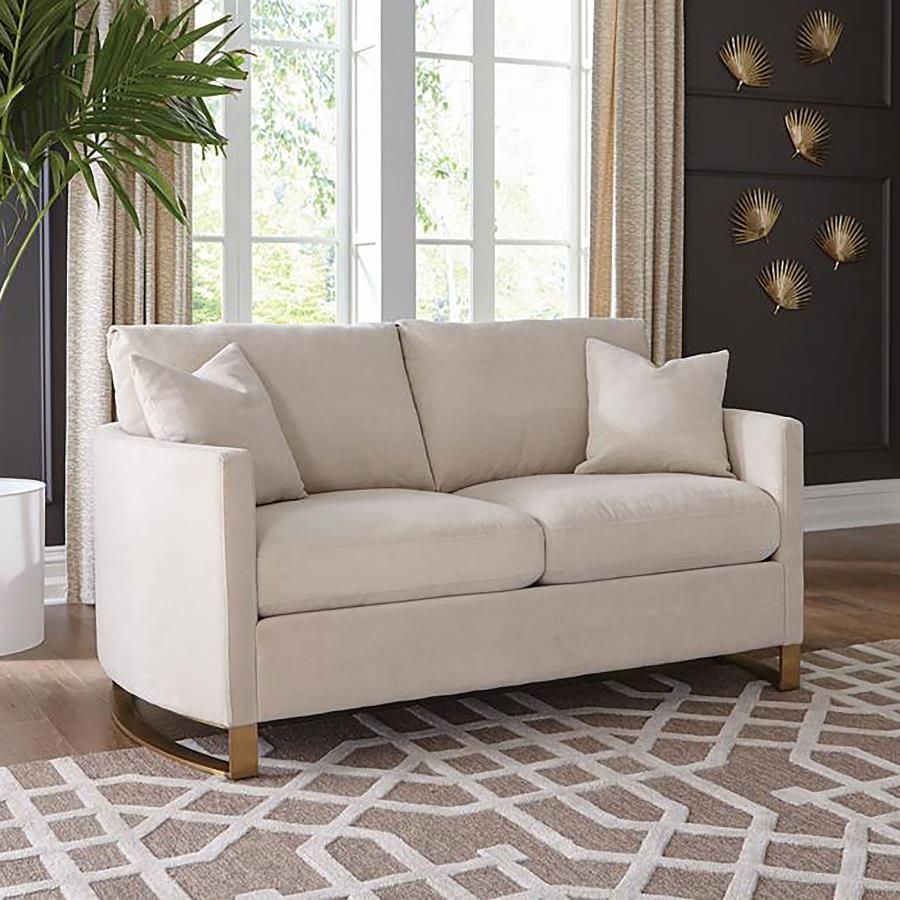 Brunella Upholstered Arched Arms Loveseat Beige