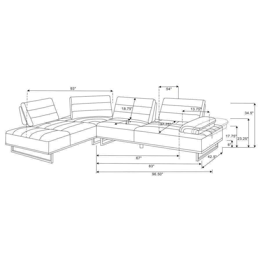 Alex 2-piece Adjustable Back Sectional Taupe