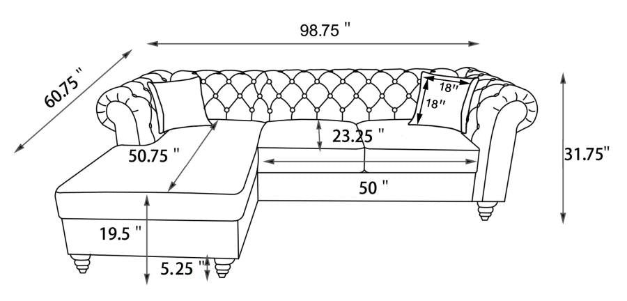 Luz Upholstered Tufted Sectional Oatmeal