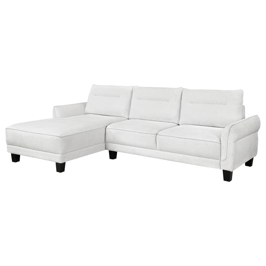 Valentino Upholstered Curved Arms Sectional Sofa White and Black