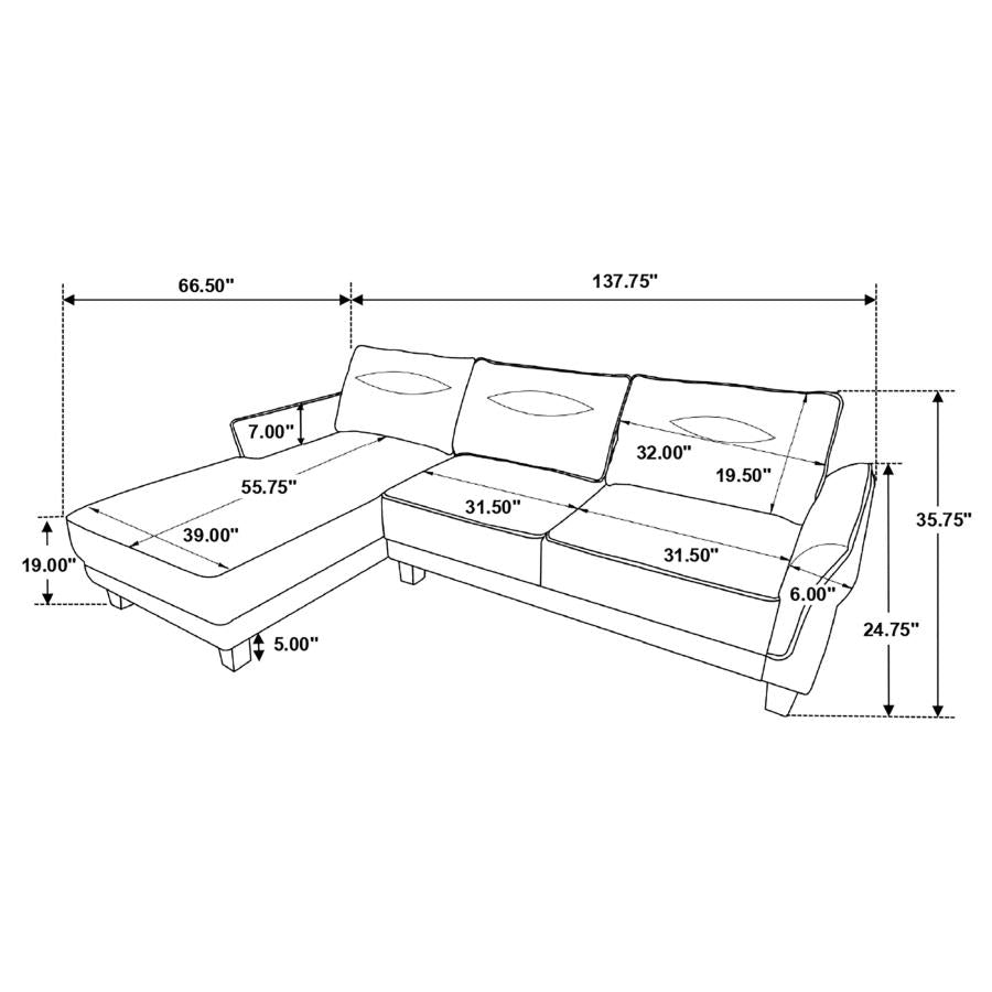 Valentino Upholstered Curved Arms Sectional Sofa White and Black