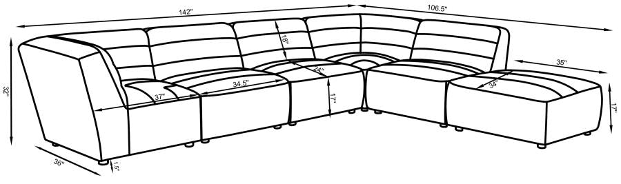 Serene 6-piece Upholstered Sectional Natural