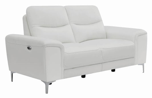 kira Upholstered Power Loveseat White