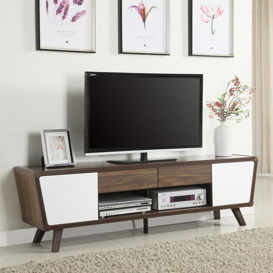 Elvin 2-drawer TV Console Dark Walnut and Glossy White