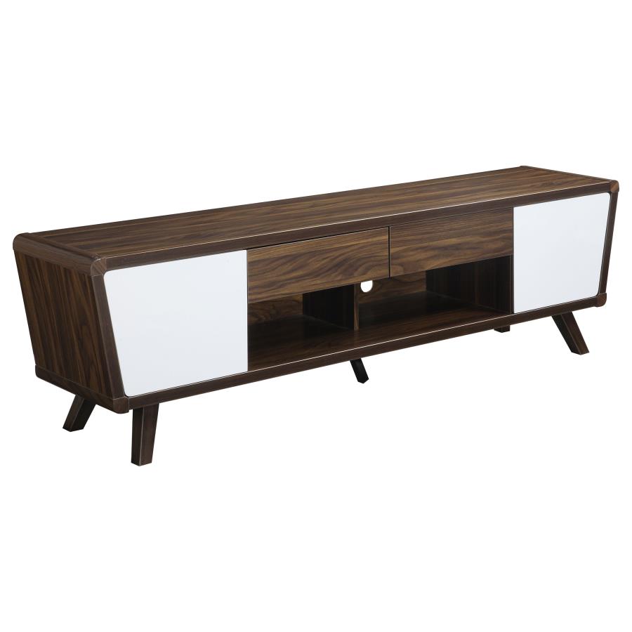 Elvin 2-drawer TV Console Dark Walnut and Glossy White