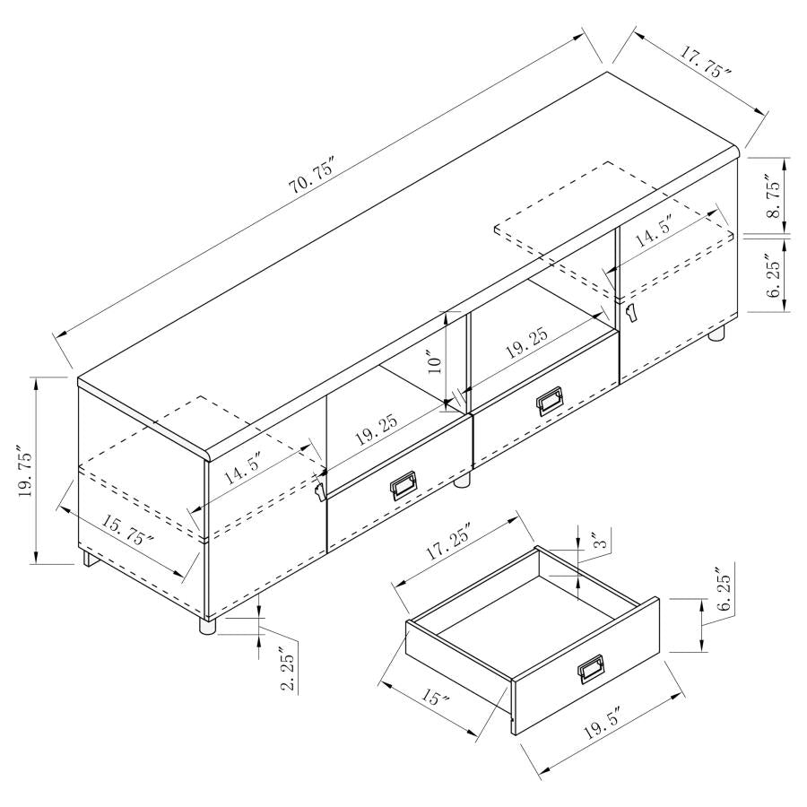 Valentino 2-drawer TV Console White and Grey