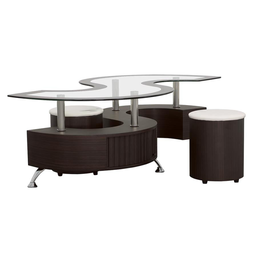 Braylin 3-piece Coffee Table and Stools Set Cappuccino