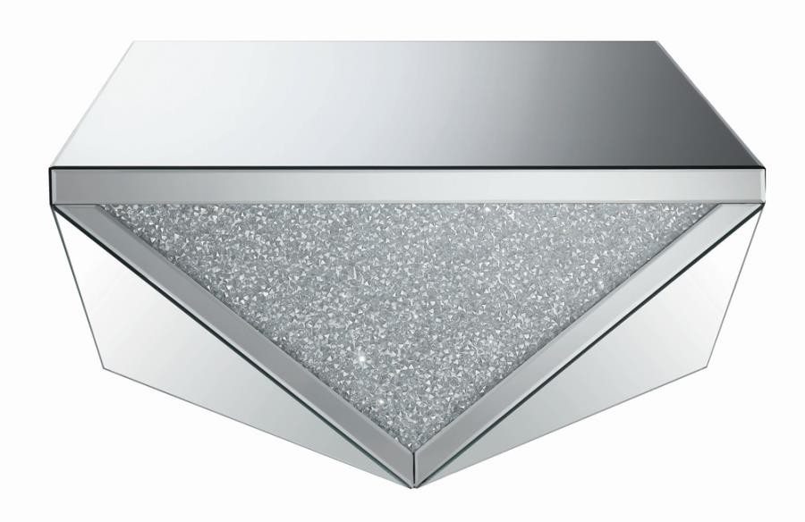 Alba Square Coffee Table with Triangle Detailing Silver and Clear Mirror